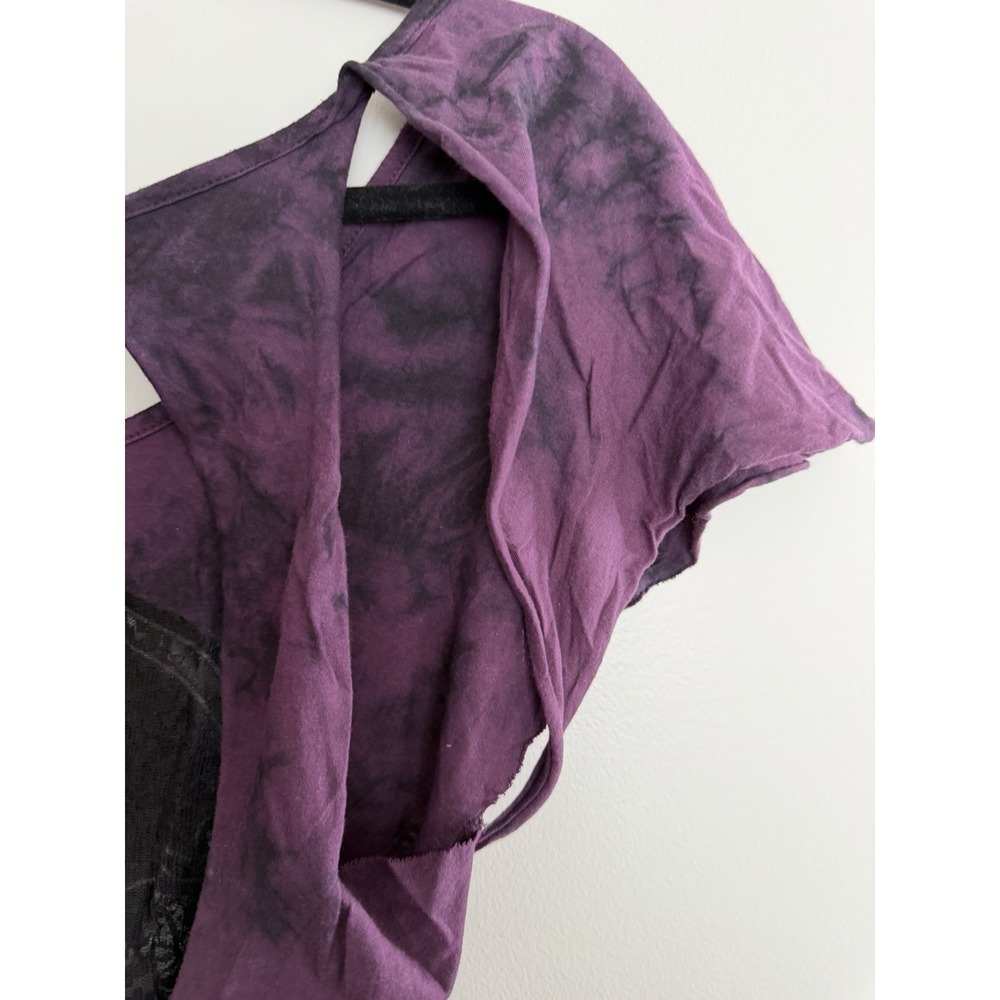 Affliction Belvedere Tie-Dye Shirt Open Back‎ Y2K Grung Purple Womens Size Small - Picture 8 of 10